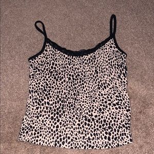 Cheetah print tank top with black lace top